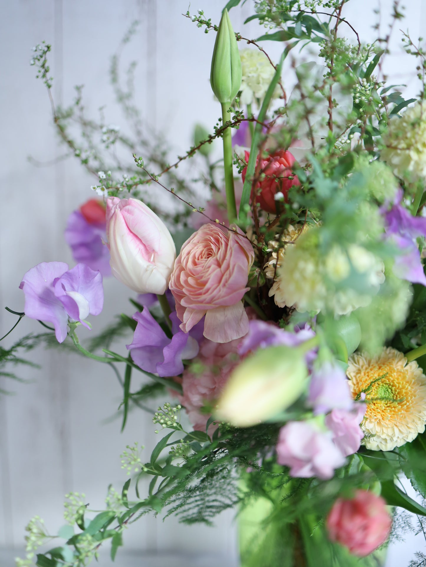 《生花》春の花お花と野の花のナチュラルグリーンブーケ《結婚式 生花 フラワー ブライダル》