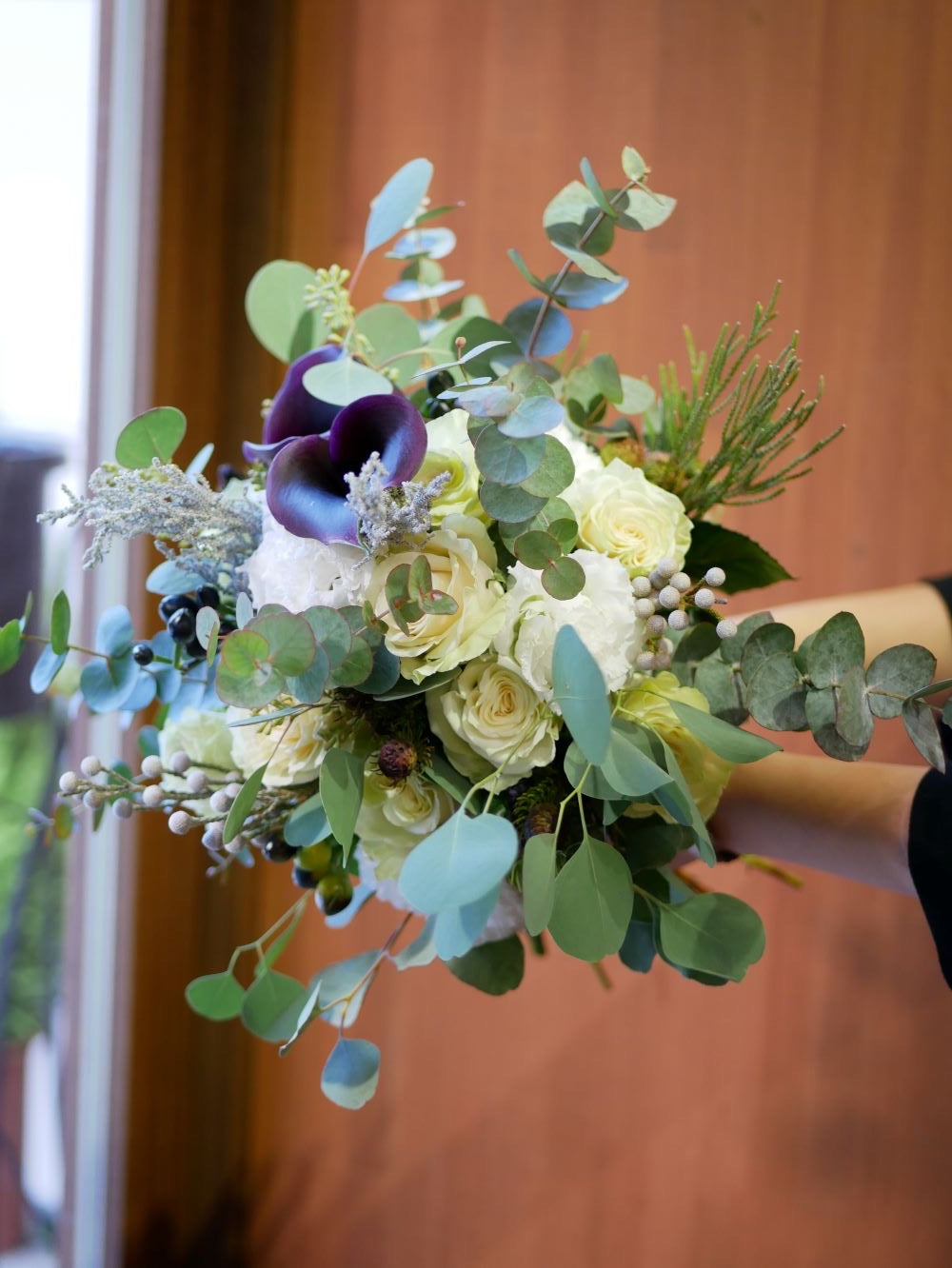 《生花》カラー・バラ・トルコキキョウのブーケ《結婚式 生花 フラワー ブライダル》