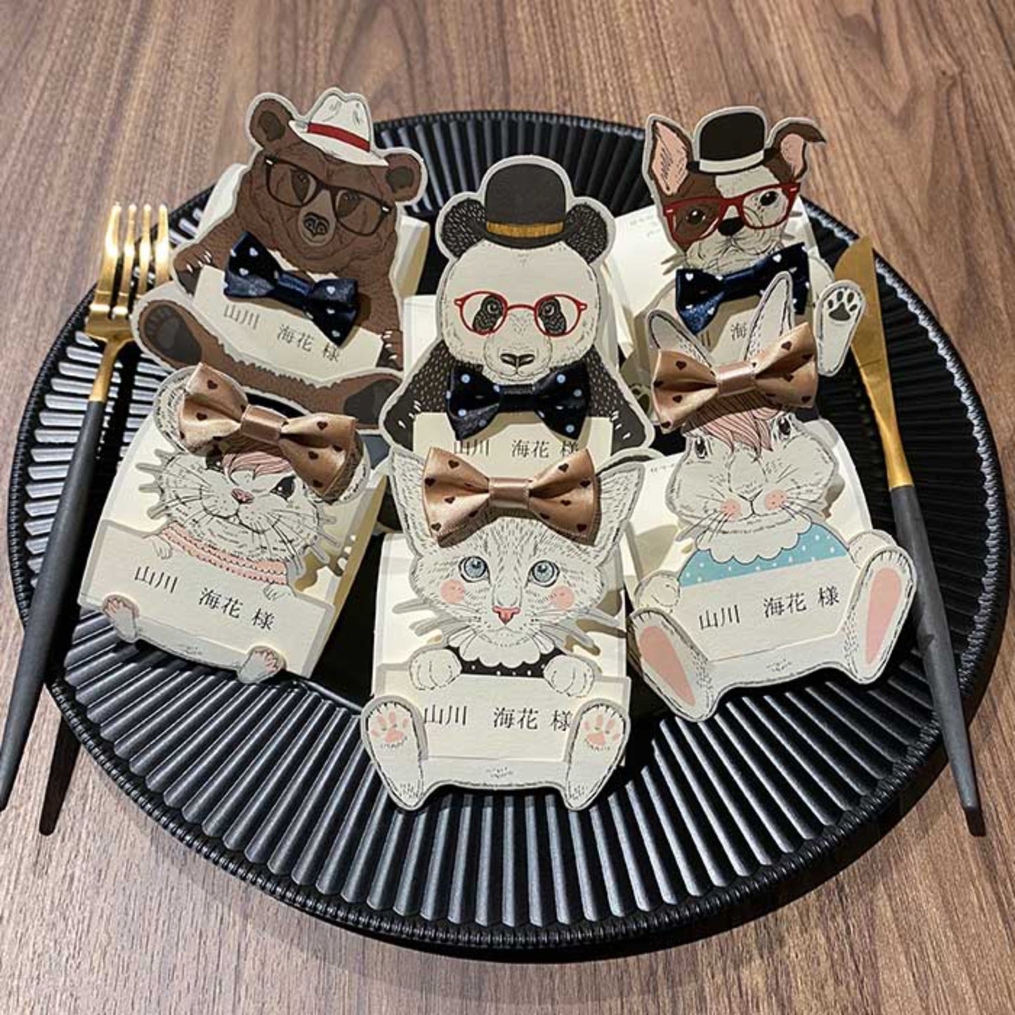 【結婚式 席札メニュー表】立体animal assort【結婚式 ペーパー メニュー表】