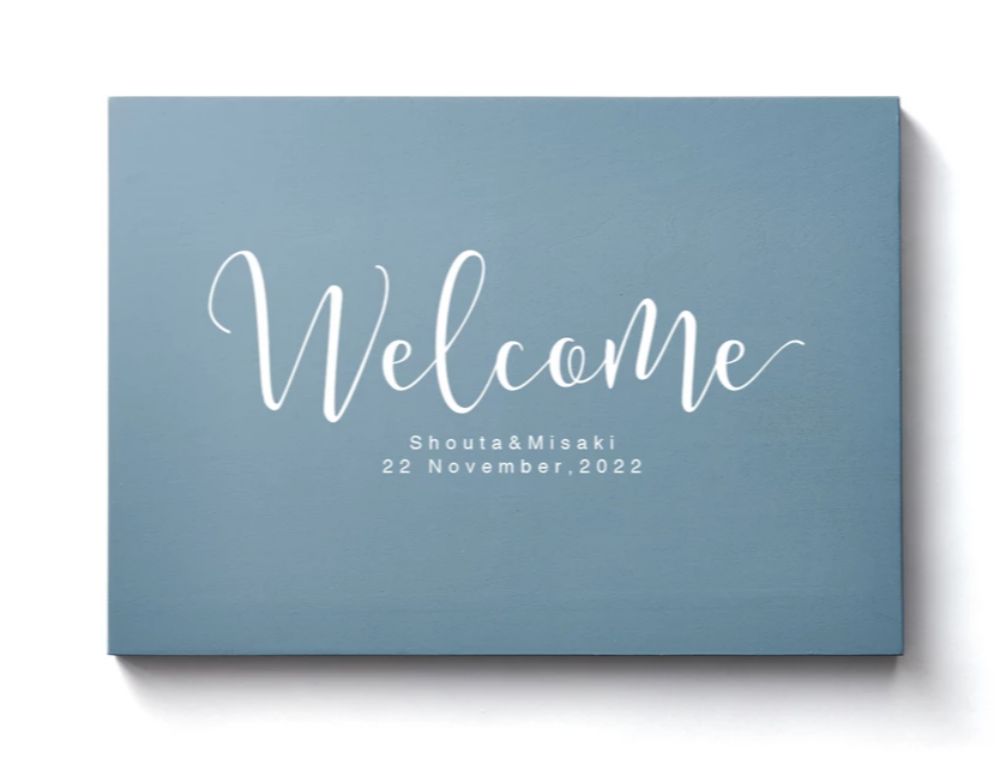 Wellcomeボード ウェルカムボード】ナチュラル デザインJくすみブルー 【結婚式