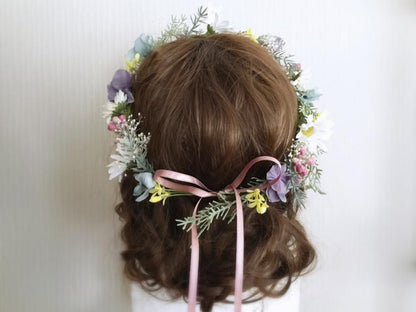 【フラワー ヘッドドレス】デージーのナチュラルガーデン花冠/ブライダルアクセサリー 【結婚式　ヘアアクセサリー】