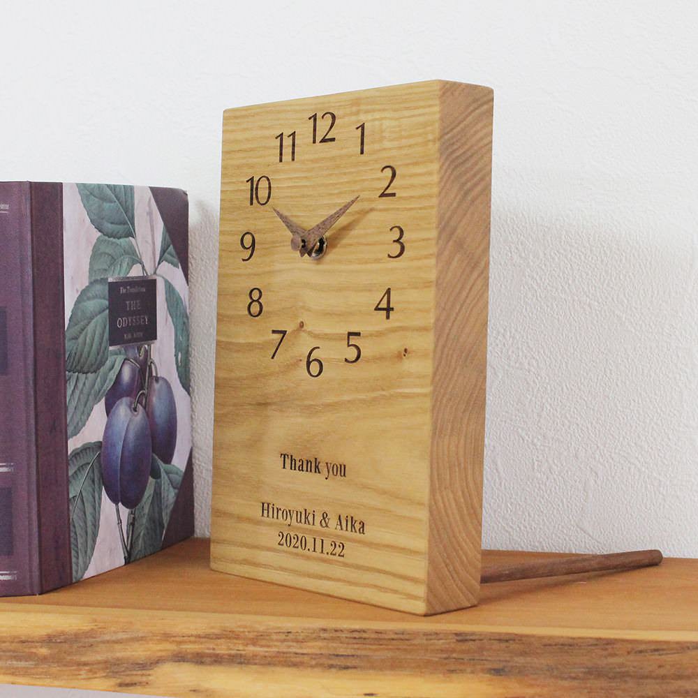 【木目でつながる3連時計】 シンプルシリーズ クリ 【結婚式 ギフト 両親プレゼント 時計】