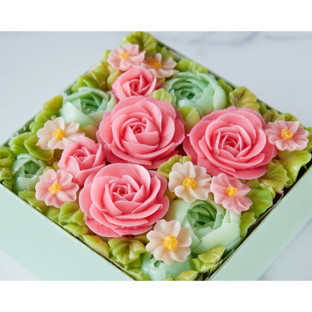 食べられるお花のボックスフラワーケーキ(Green garden)