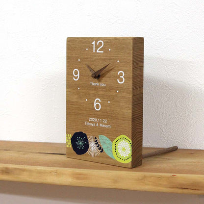 【木目でつながる3連時計】 北欧シリーズ flower 【結婚式 ギフト 両親プレゼント 時計】