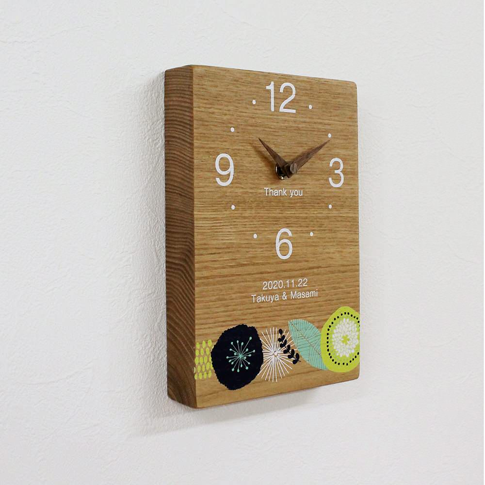 【木目でつながる3連時計】 北欧シリーズ flower 【結婚式 ギフト 両親プレゼント 時計】