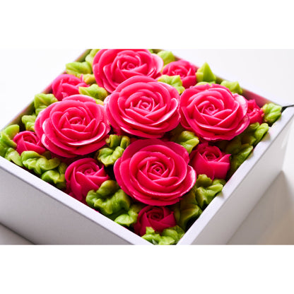 食べられるお花のボックスフラワーケーキ(Elegant pink)