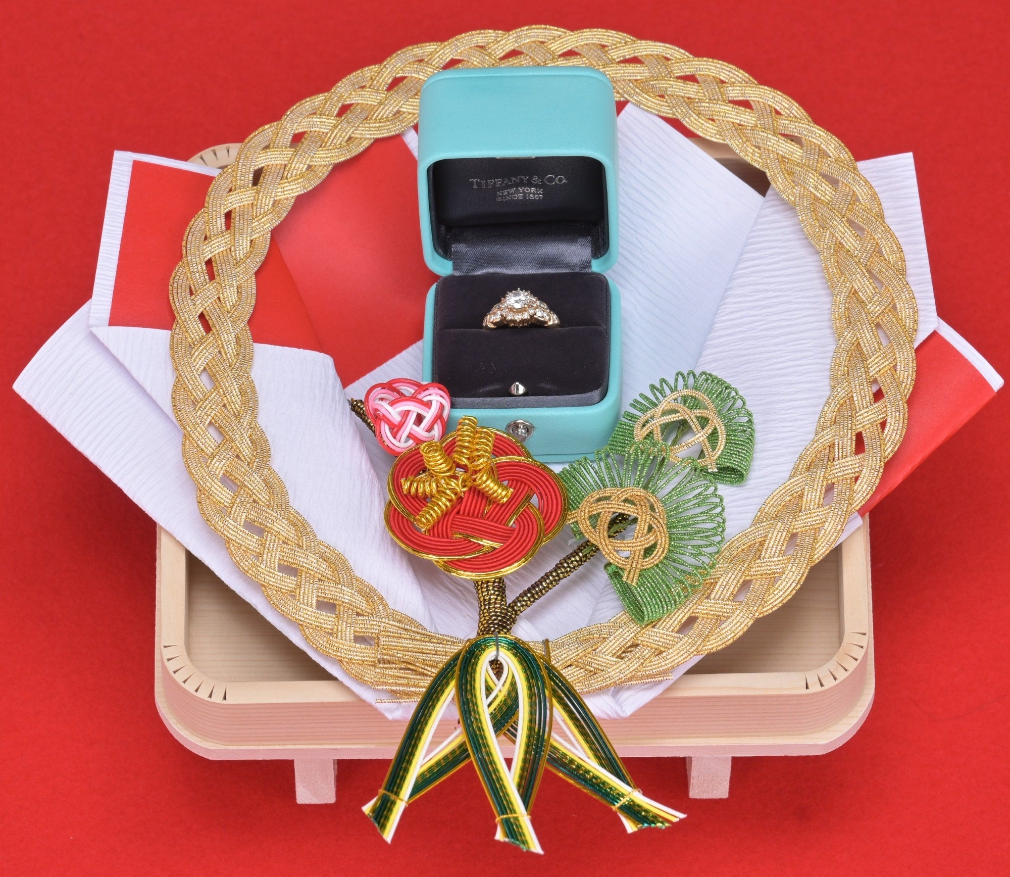 日の出 指輪飾り 白木台付【結婚式 リングピロー 両家顔合わせ 結納