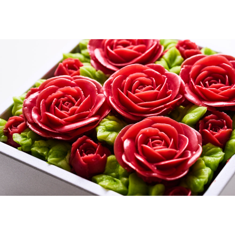 食べられるお花のボックスフラワーケーキ(Shining red)