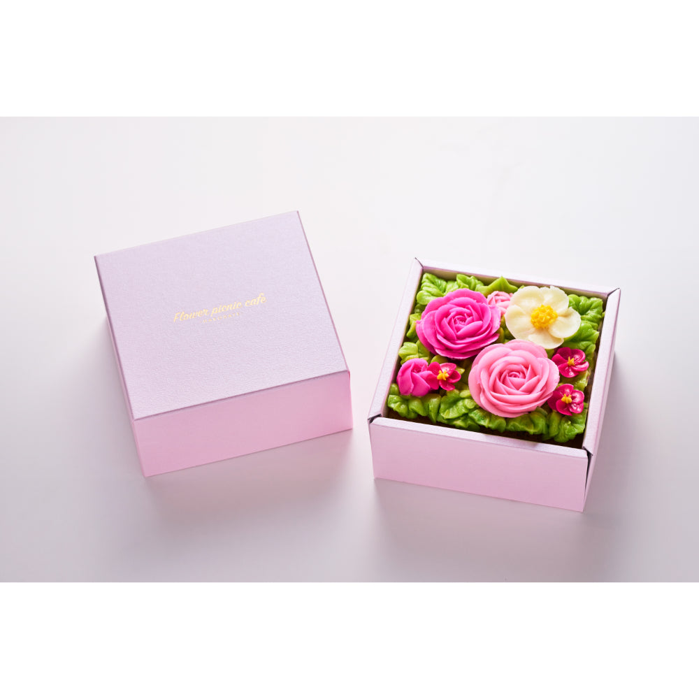 食べられるお花のミニボックスケーキ(Peach pink)