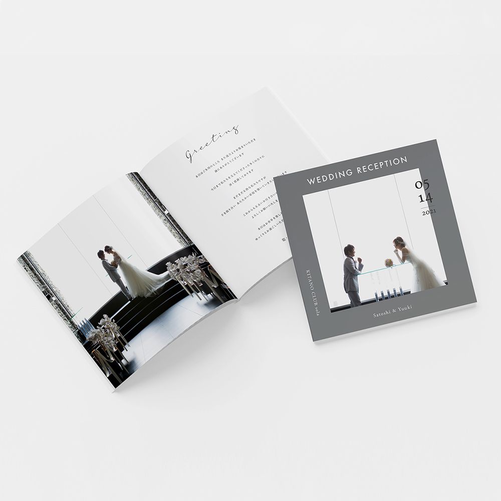 【席次表あり】プロフィールブック | 正方形・8P (BLUE GRAY) / 10部セット【結婚式 ペーパー プロフィールブック】