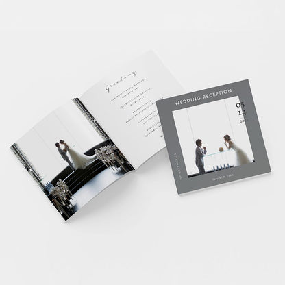 【席次表あり】プロフィールブック | 正方形・8P (BLUE GRAY) / 10部セット【結婚式 ペーパー プロフィールブック】