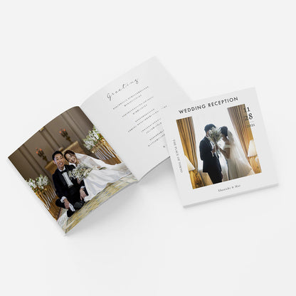 【席次表なし】プロフィールブック | 正方形・8P (WHITE) / 10部セット【結婚式 ペーパー プロフィールブック】