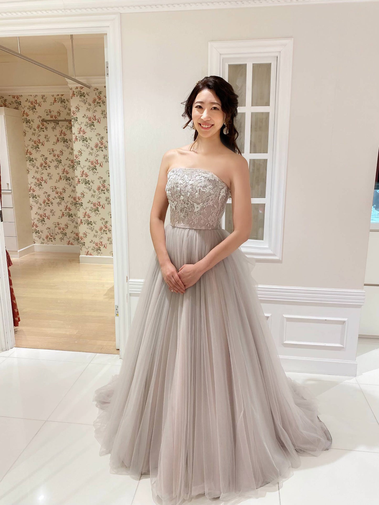 04211940 ピンクグレー 【結婚式 カラードレス レンタル】