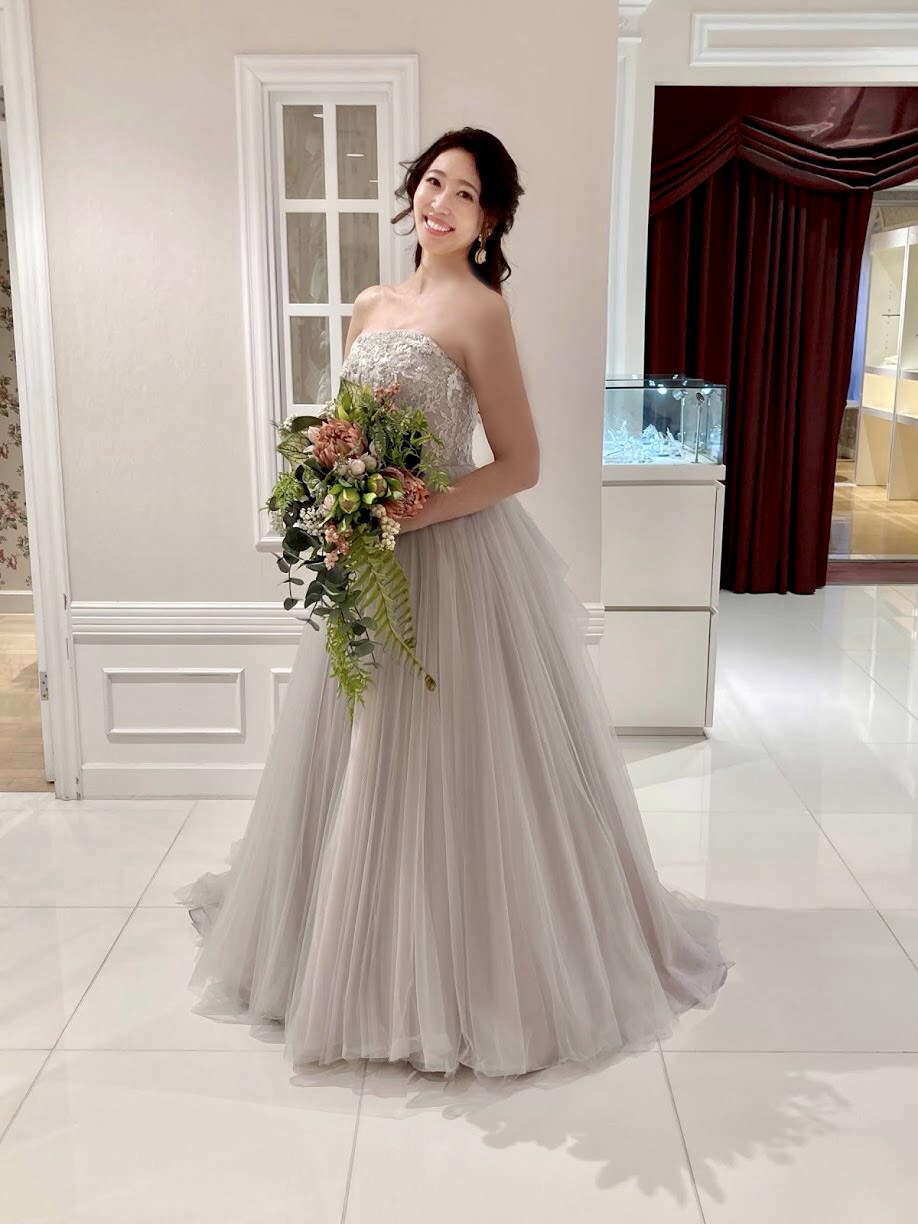 04211940 ピンクグレー 【結婚式 カラードレス レンタル】