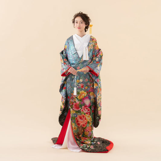 百花繚乱花車 【結婚式 和装 色打掛 レンタル】