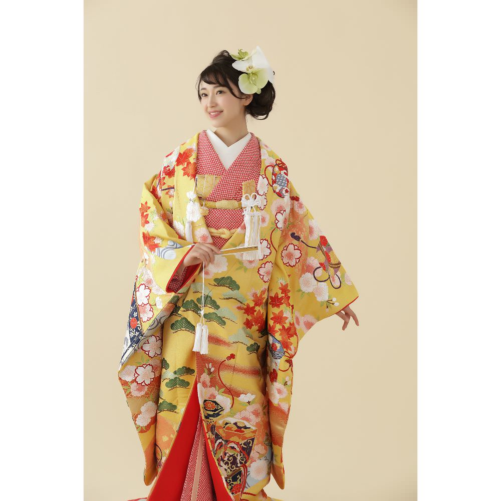 吉野山遊花図 【結婚式 和装 色打掛 レンタル】