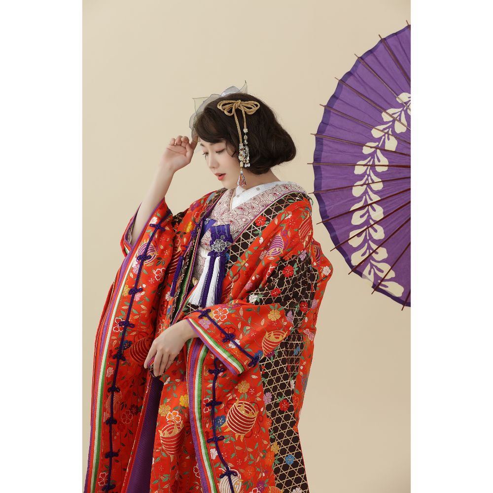 十二単風糸巻文 【結婚式 和装 色打掛 レンタル】