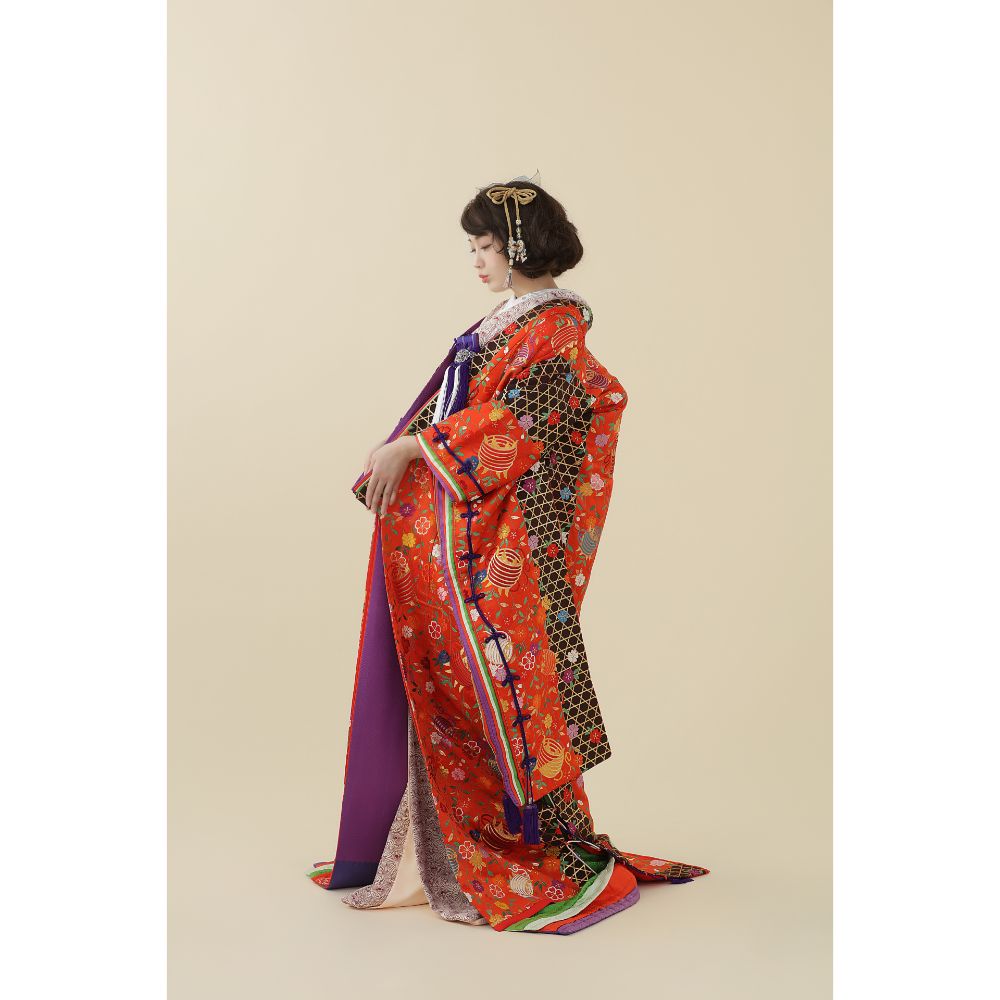 十二単風糸巻文 【結婚式 和装 色打掛 レンタル】