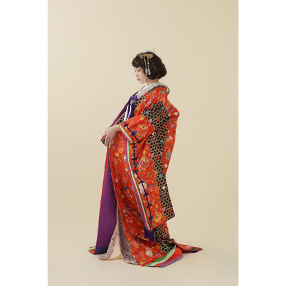 十二単風糸巻文 【結婚式 和装 色打掛 レンタル】