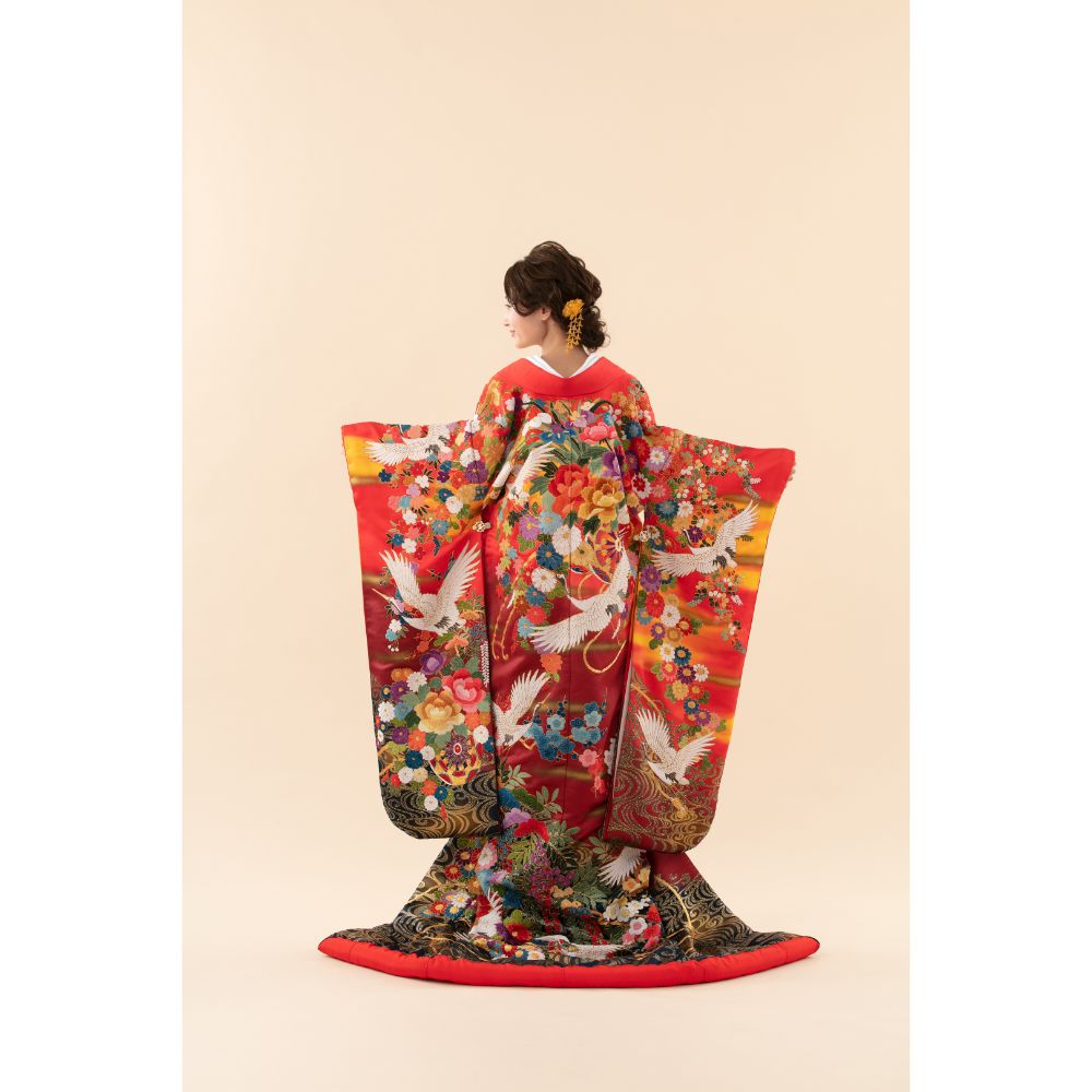 金霞飛翔鶴花車 【結婚式 和装 色打掛 レンタル】