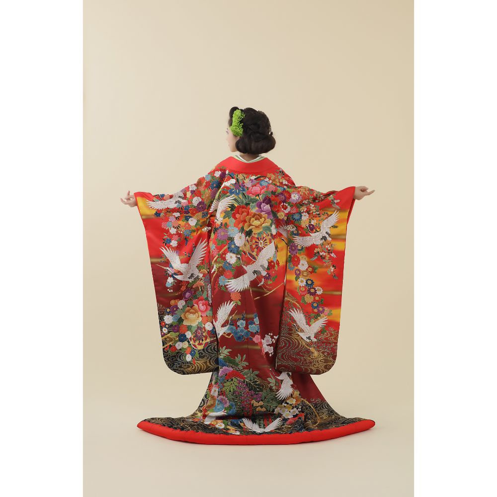 金霞飛翔鶴花車 【結婚式 和装 色打掛 レンタル】