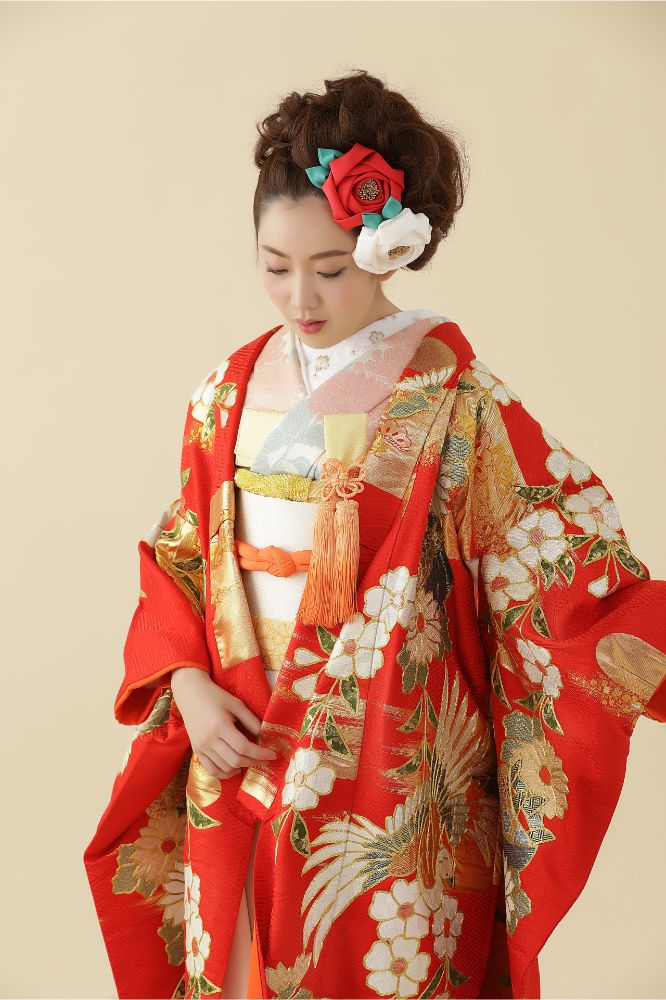 枝垂れ梅に鳳凰 【結婚式 和装 色打掛 レンタル】