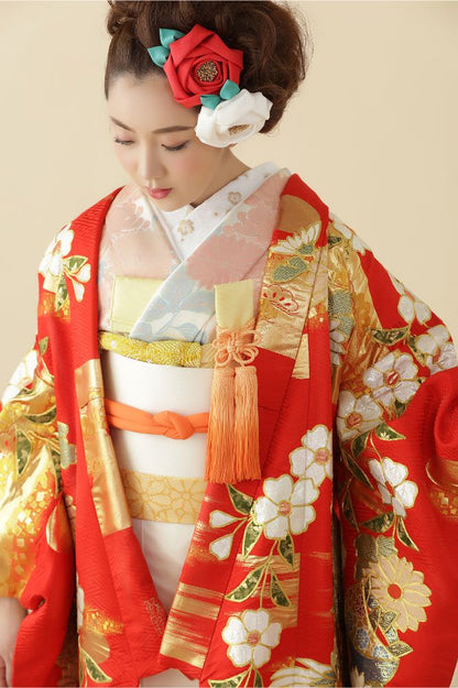 枝垂れ梅に鳳凰 【結婚式 和装 色打掛 レンタル】