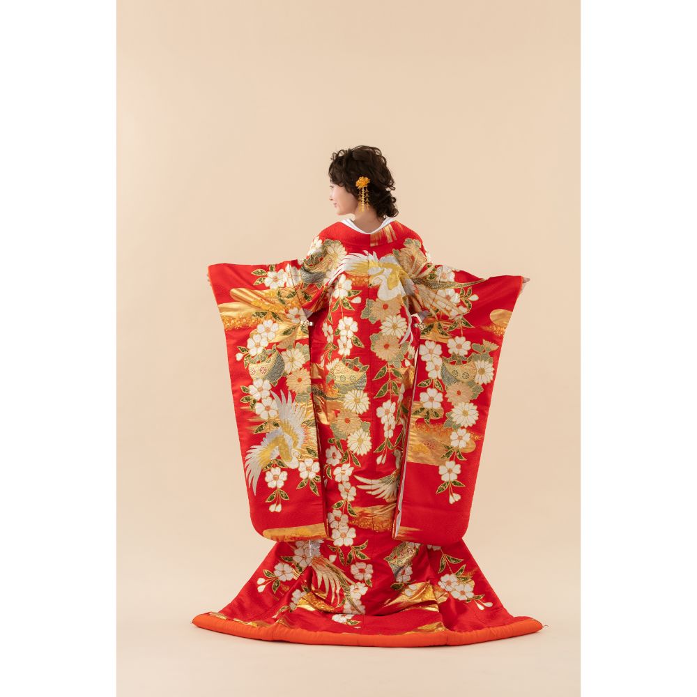 枝垂れ梅に鳳凰 【結婚式 和装 色打掛 レンタル】