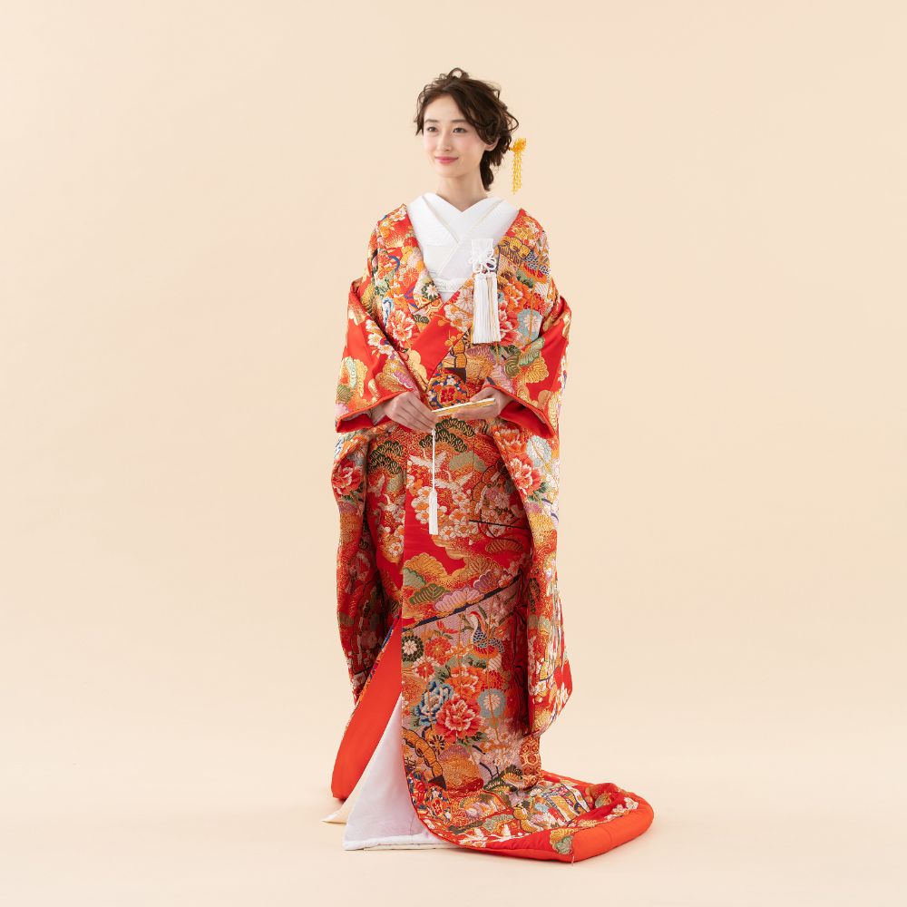 吉祥金雲に檜扇 【結婚式 和装 色打掛 レンタル】