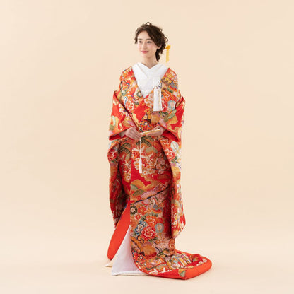 吉祥金雲に檜扇 【結婚式 和装 色打掛 レンタル】