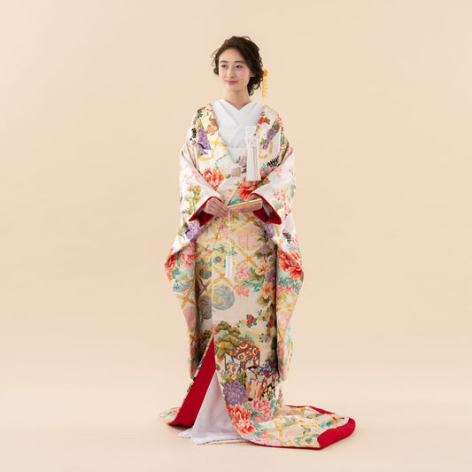 四季彩華花輪文 【結婚式 和装 色打掛 レンタル】