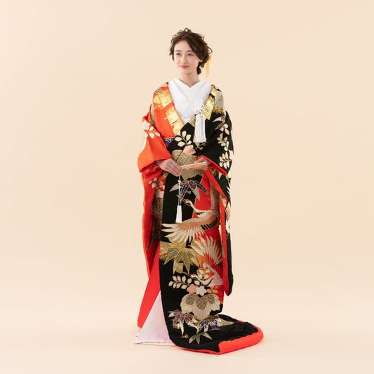 紗綾形鶴桐笹文 【結婚式 和装 色打掛 レンタル】