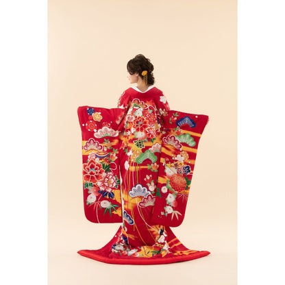 貝桶檜扇に松竹梅 【結婚式 和装 色打掛 レンタル】