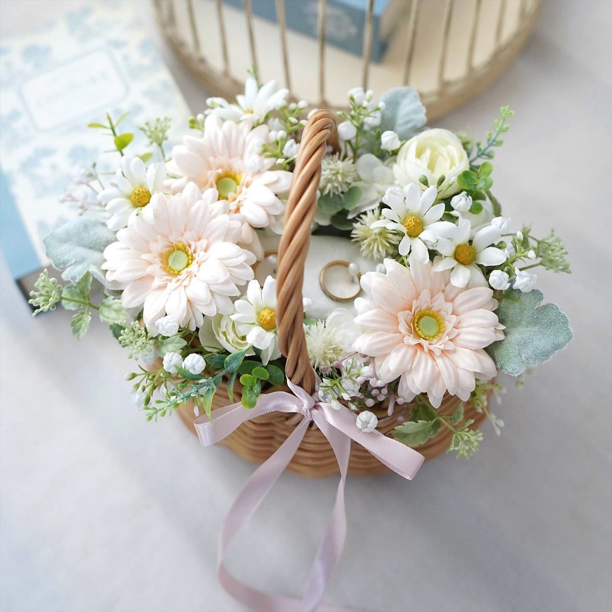 お花畑のようなリングピロー【結婚式　リングピロー】