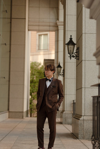 【CORDY特典あり】ベスト付ダブルタキシード/ブラウン【結婚式 タキシード オーダーメイド】