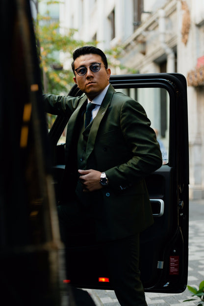 ベスト付ダブルスーツ/カーキ【結婚式 タキシード オーダーメイド】