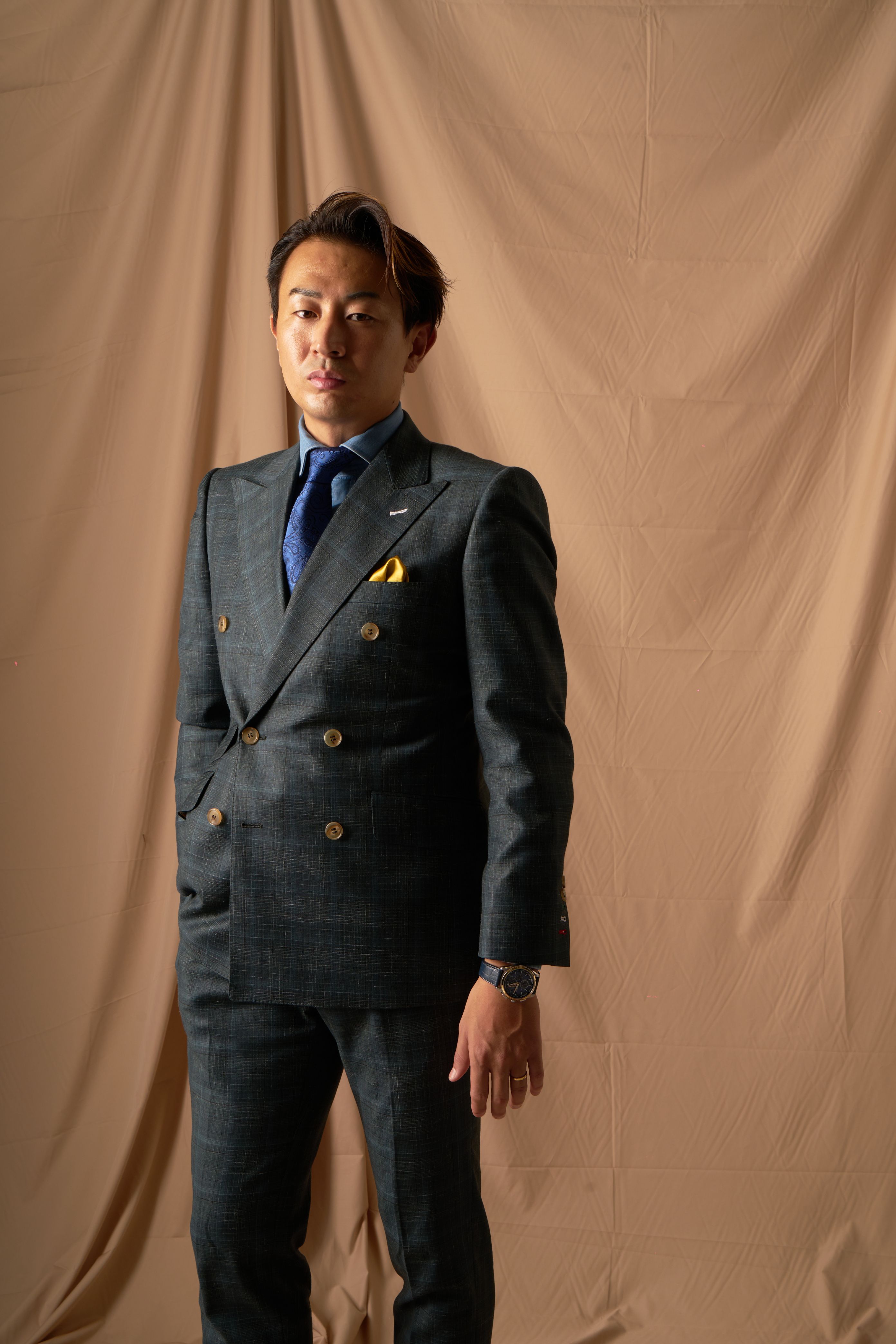 CORDY特典あり】チェック柄ダブルスーツ/グリーン【結婚式 タキシード