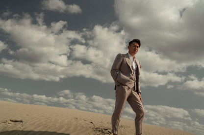 ベスト付コットンスーツ/ピンクベージュ【結婚式 タキシード オーダーメイド】