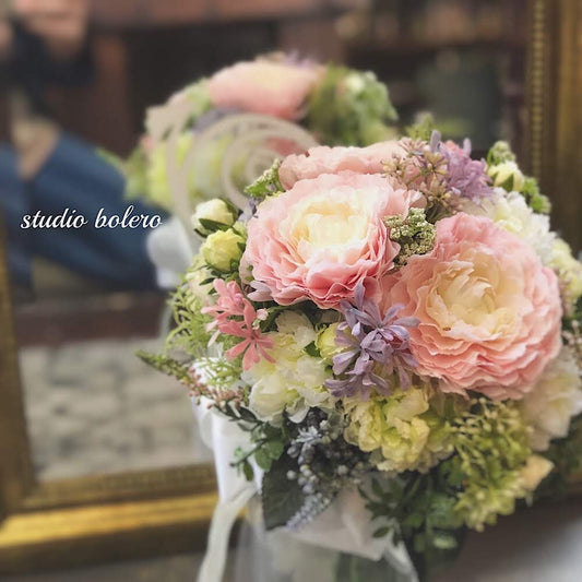 【造花】ラウンドブーケ 【結婚式 フラワー 造花 ブーケ ブートニア オーダーメイド】