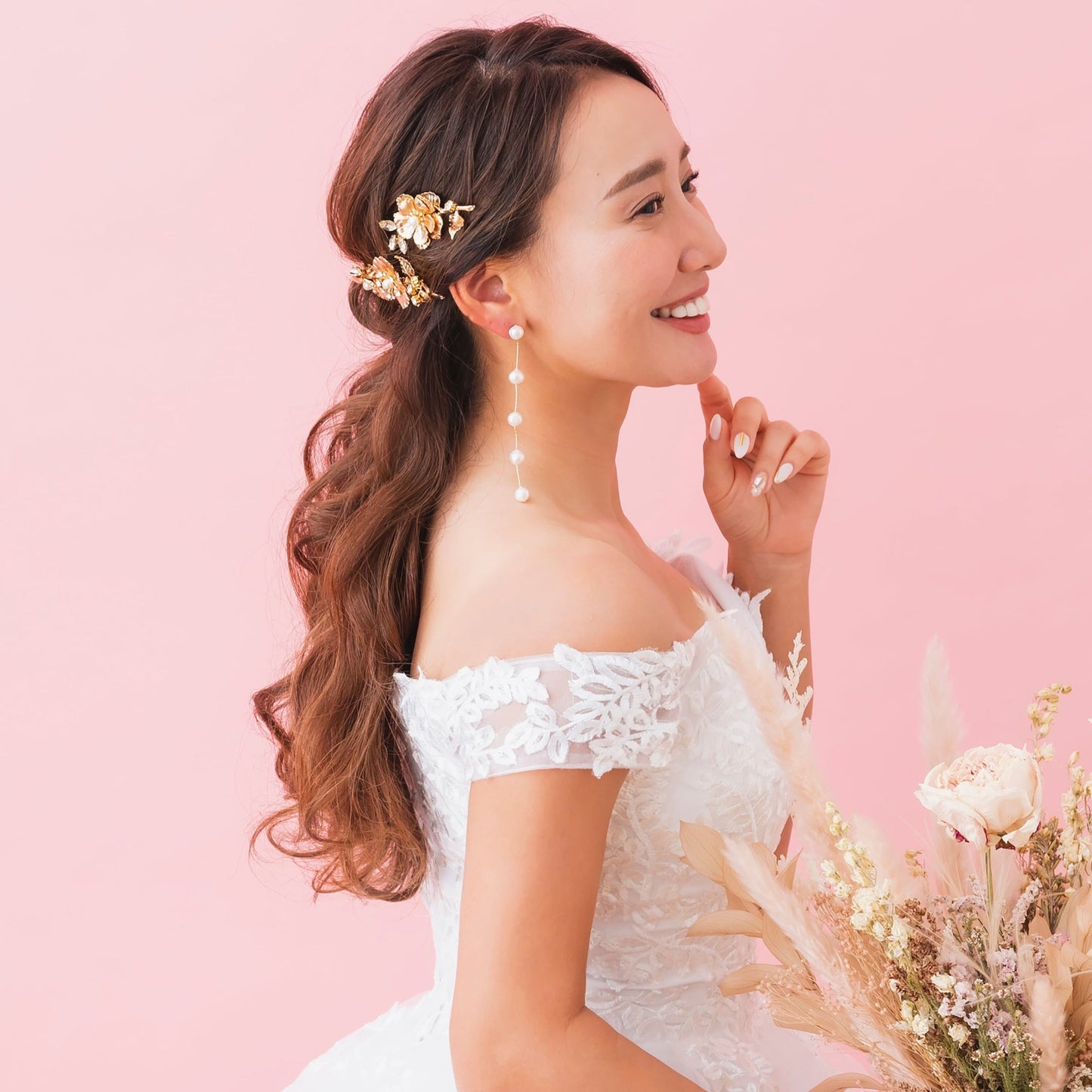 【ピアス】Evelyn 淡水パール5連ピアス 1030 【結婚式 ピアス イヤリング】