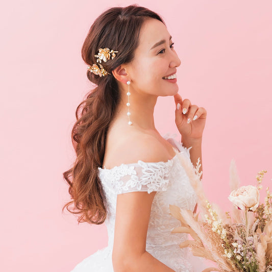 【ピアス】Evelyn 淡水パール5連ピアス 1030 【結婚式 ピアス イヤリング】