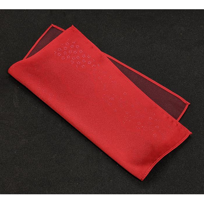 【着物職人手作り 金彩シルクポケットチーフ】レッド Nsplus 19920 【結婚式 ハンカチ チーフ 小物】