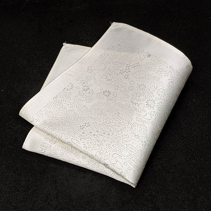 【着物職人手作り 金彩シルクポケットチーフ】ホワイト シルバー Nsplus 19915 【結婚式 ハンカチ チーフ 小物】