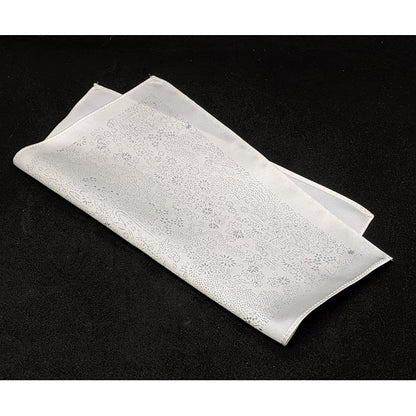 【着物職人手作り 金彩シルクポケットチーフ】ホワイト シルバー Nsplus 19915 【結婚式 ハンカチ チーフ 小物】