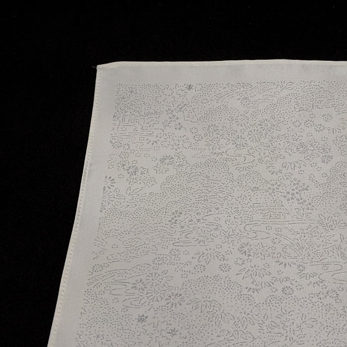 【着物職人手作り 金彩シルクポケットチーフ】ホワイト シルバー Nsplus 19915 【結婚式 ハンカチ チーフ 小物】