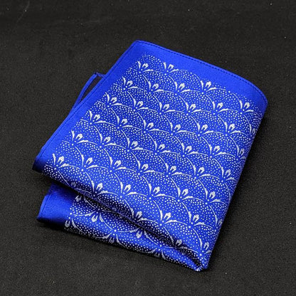 【着物職人手作り 金彩シルクポケットチーフ】シルバー ブルー Nsplus 19924 【結婚式 ハンカチ チーフ 小物】