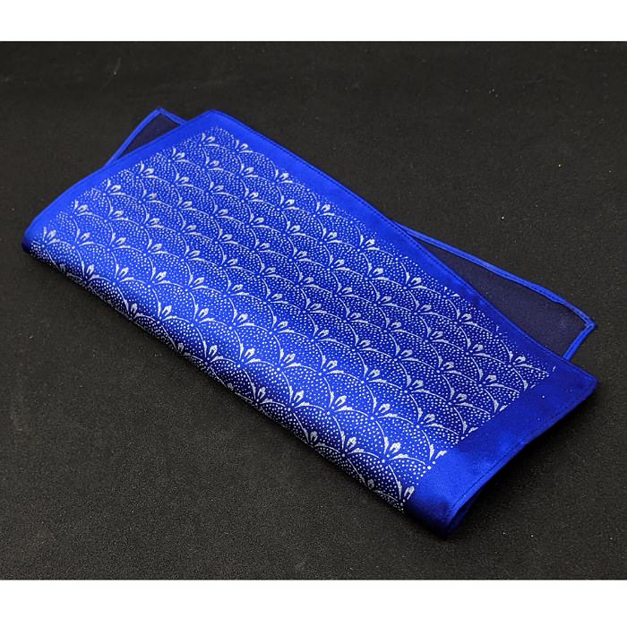 【着物職人手作り 金彩シルクポケットチーフ】シルバー ブルー Nsplus 19924 【結婚式 ハンカチ チーフ 小物】