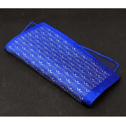 【着物職人手作り 金彩シルクポケットチーフ】シルバー ブルー Nsplus 19924 【結婚式 ハンカチ チーフ 小物】