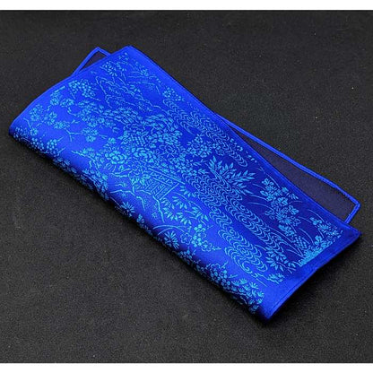 【着物職人手作り 金彩シルクポケットチーフ】ブルー ゴールド Nsplus 19922 【結婚式 ハンカチ チーフ 小物】