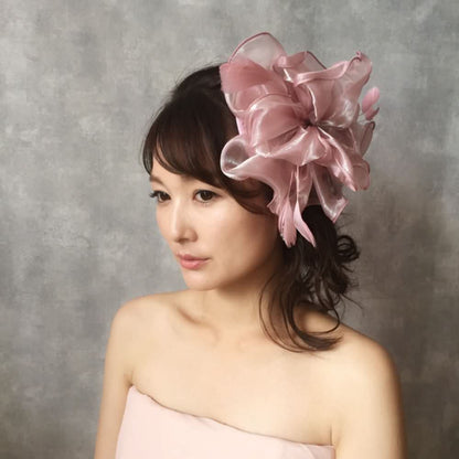 【ヘッドドレス】pink flower ヘッドアクセサリー/トーク帽/ブライダルアクセサリー 【結婚式 ヘアアクセサリー】